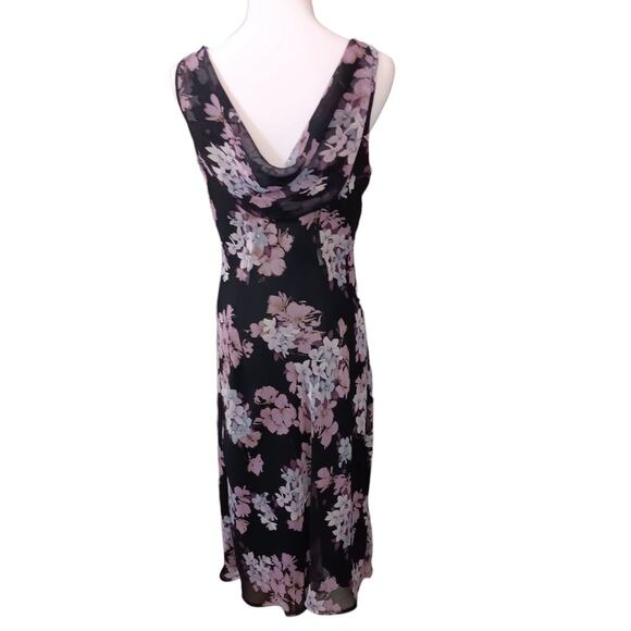 Y2K 90s VINTAGE Floral Long Midi Dress S Whimsigoth Flowy Black Purple Cottage‎ - Picture 10 of 10